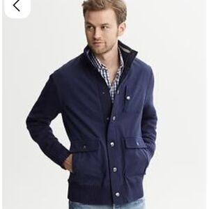 Banana Republic Marine Snap-Placket Cotton Knit Jacket, - Size Small